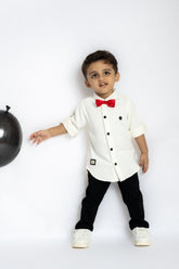 Gusto New Born Boys Full-Sleeve Collar Shirt with Bow